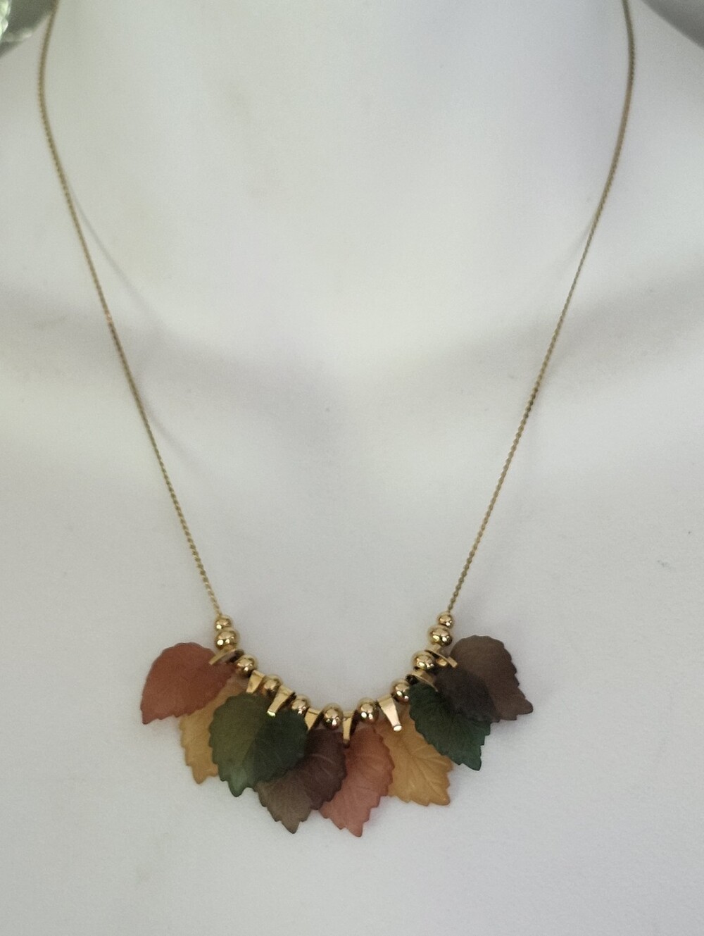 12k Gold Filled Multicolor Leaf Pendant Necklace